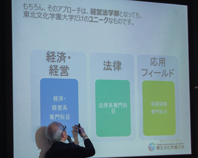 田邊学科長より経営法学科の説明
