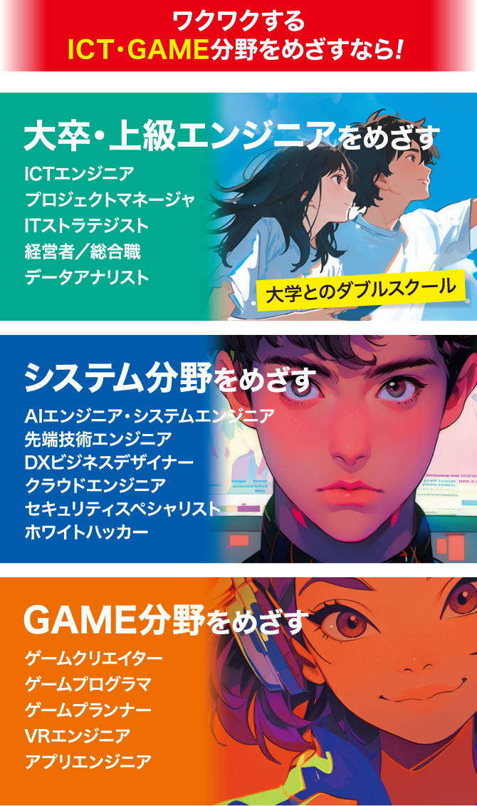 ワクワクするICT・GAME分野をめざすなら！