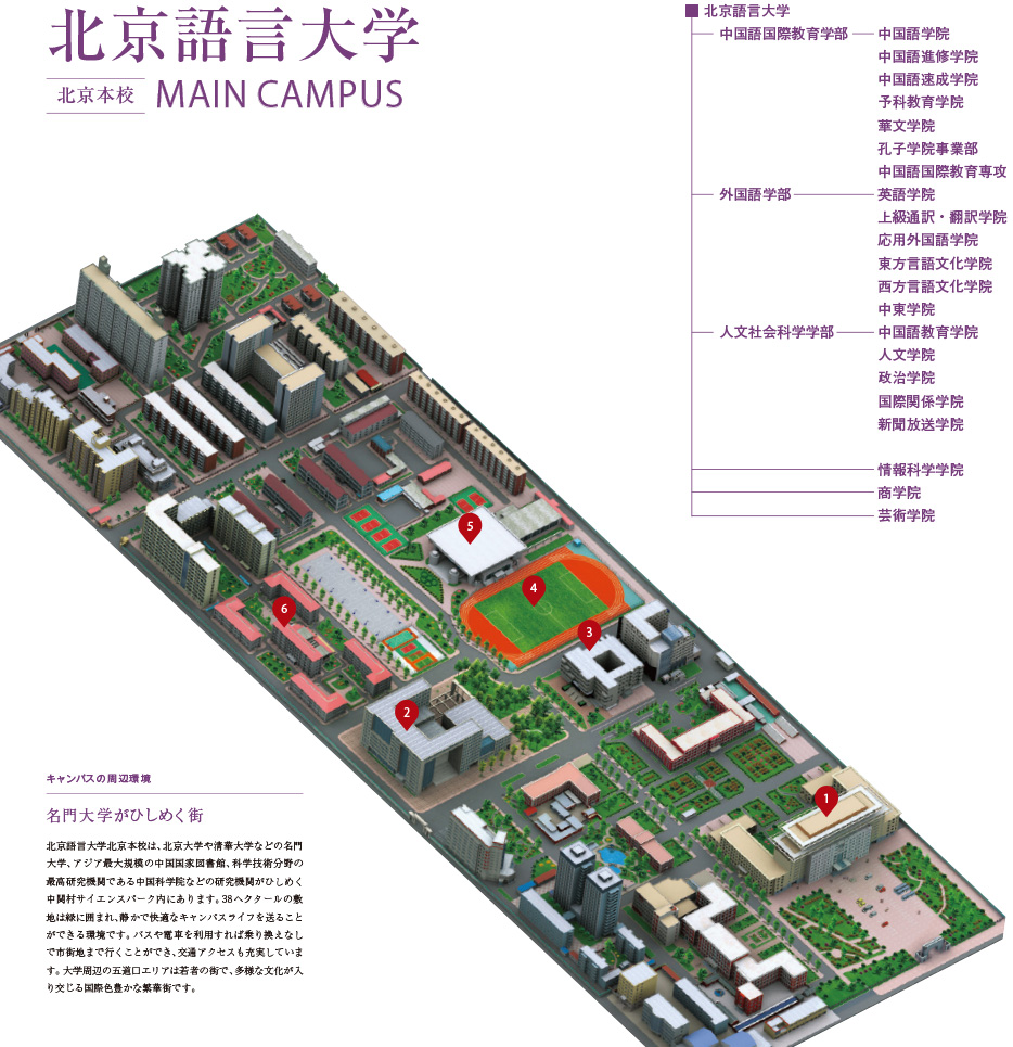 北京語言大学本校キャンパスマップ
