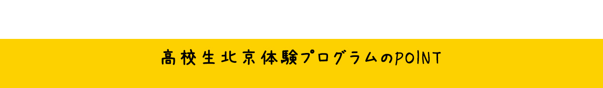 高校生北京体験プログラムのPOINT