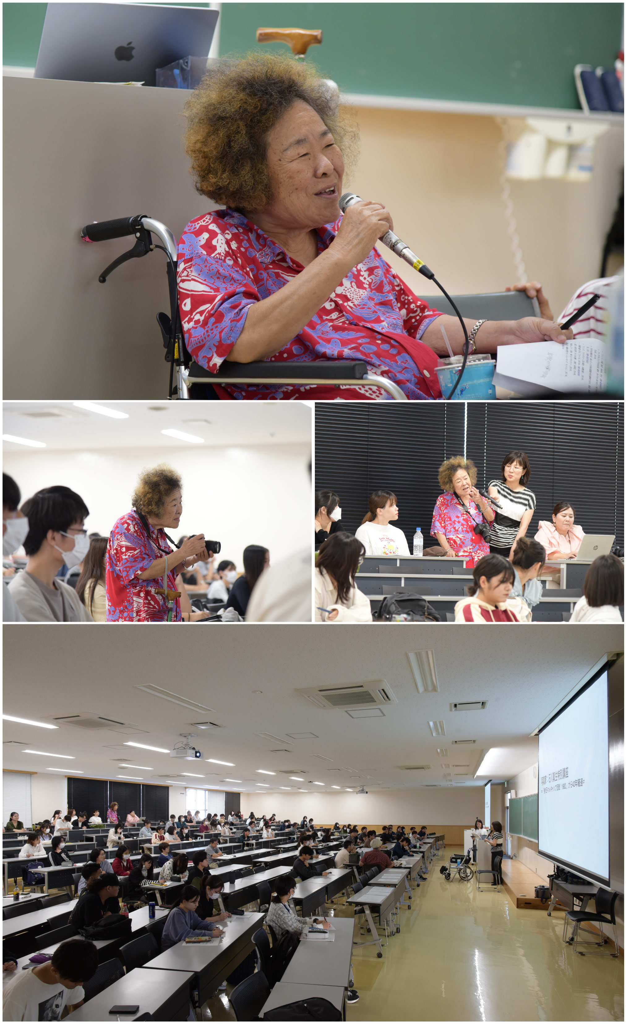 講義で学生に語る写真家石川真生さん