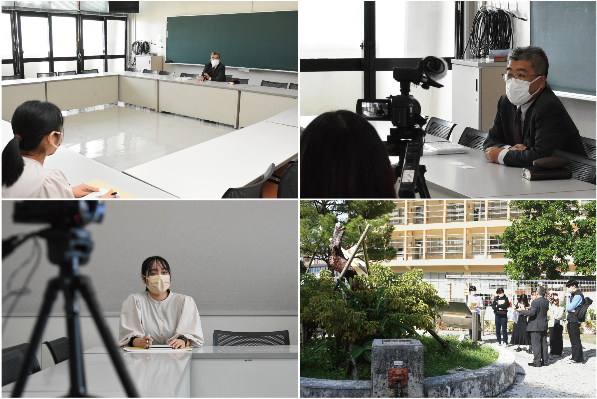 中央大学の学生からインタビューを受ける藤波先生