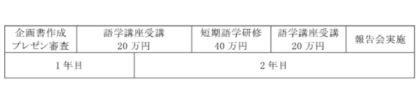 語学力向上のための講座受講及び短期語学研修 （2年計画）