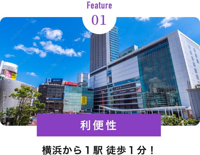 Feature01 利便性 横浜から１駅 徒歩１分！